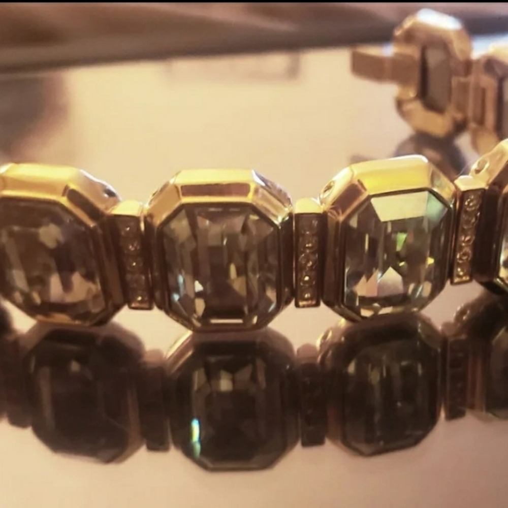 Vintage Judith Leiber  Crystal Swarovski Panel bracelet clear and yellow crystal
